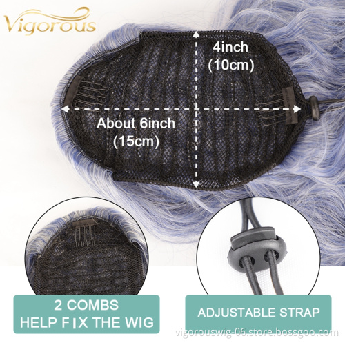Vigorous Heat Resistant Synthetic Long Body Wave Drawstring Ponytail Hair Extensions Ponytail for Black Women Natural Black